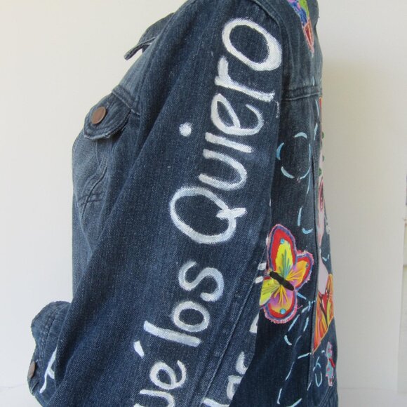 Hand painted Denim Jacket women's Jacket size Large - Picture 3 of 3